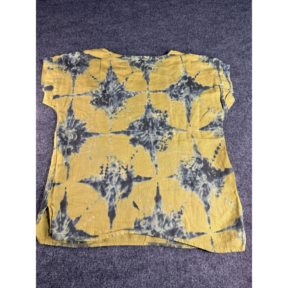 Bellambra Women’s Linen Tie‑Dye Blouse Yellow/Blue – Size Medium – Made in Italy - Picture 6 of 6